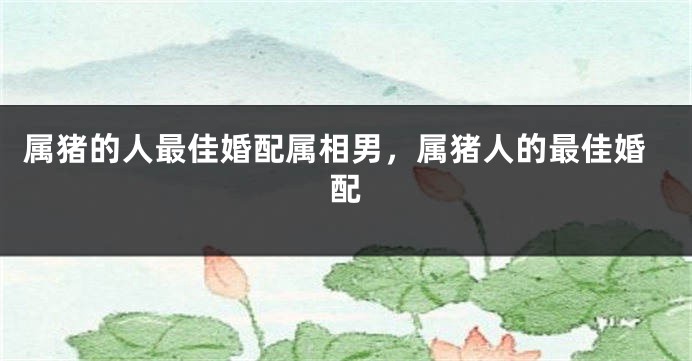 属猪的人最佳婚配属相男，属猪人的最佳婚配