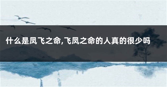 什么是凤飞之命,飞凤之命的人真的很少吗