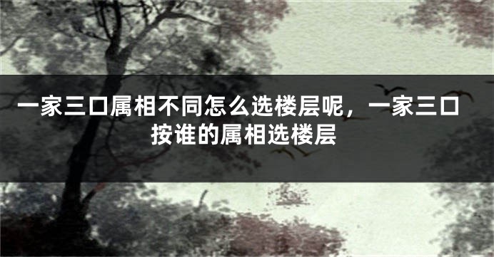 一家三口属相不同怎么选楼层呢，一家三口按谁的属相选楼层