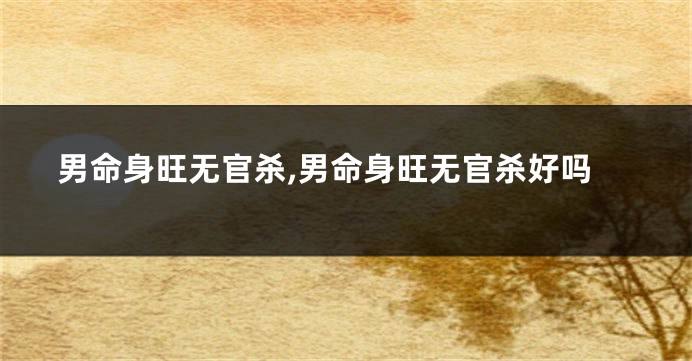 男命身旺无官杀,男命身旺无官杀好吗