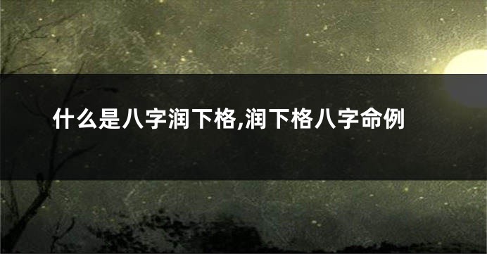 什么是八字润下格,润下格八字命例
