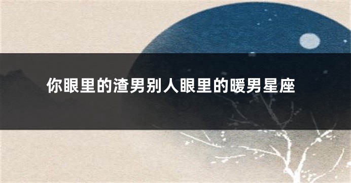 你眼里的渣男别人眼里的暖男星座