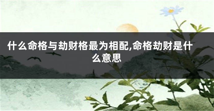 什么命格与劫财格最为相配,命格劫财是什么意思