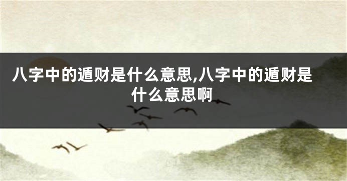 八字中的遁财是什么意思,八字中的遁财是什么意思啊