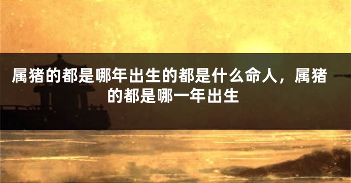 属猪的都是哪年出生的都是什么命人,属猪的都是哪一年出生