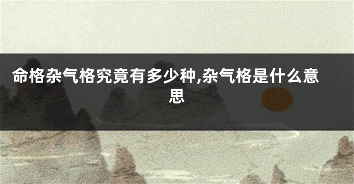 命格杂气格究竟有多少种,杂气格是什么意思