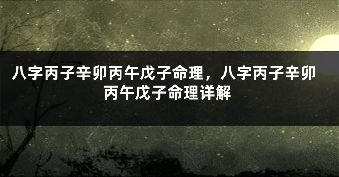 八字丙子辛卯丙午戊子命理,八字丙子辛卯丙午戊子命理详解