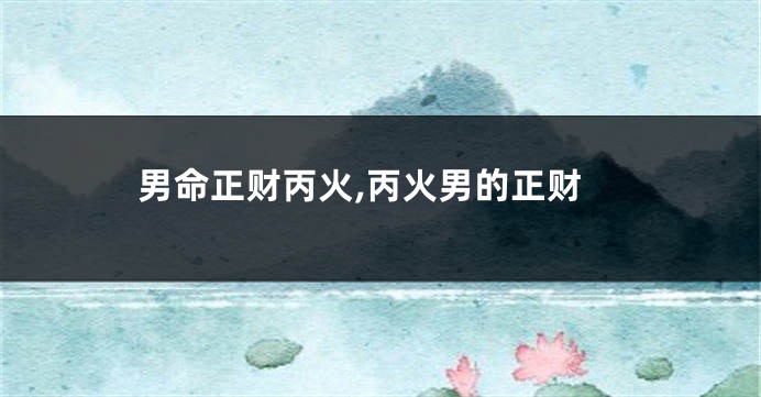 男命正财丙火,丙火男的正财