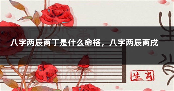 八字两辰两丁是什么命格，八字两辰两戌