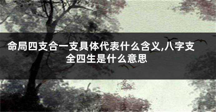 命局四支合一支具体代表什么含义,八字支全四生是什么意思