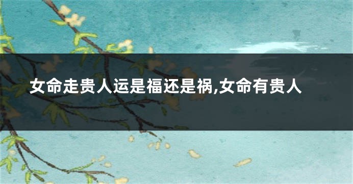 女命走贵人运是福还是祸,女命有贵人