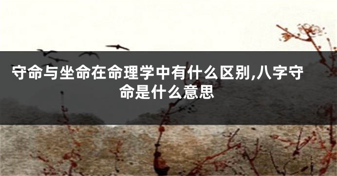 守命与坐命在命理学中有什么区别,八字守命是什么意思