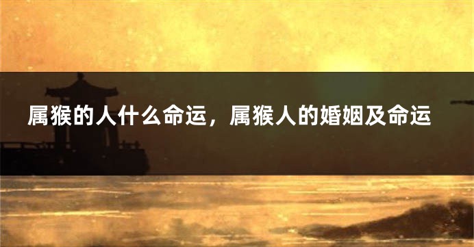 属猴的人什么命运，属猴人的婚姻及命运