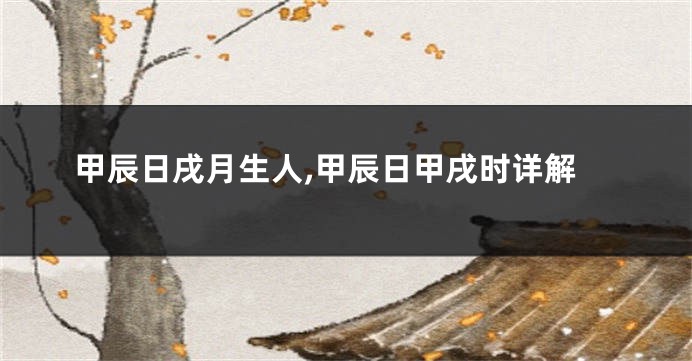 甲辰日戌月生人,甲辰日甲戌时详解
