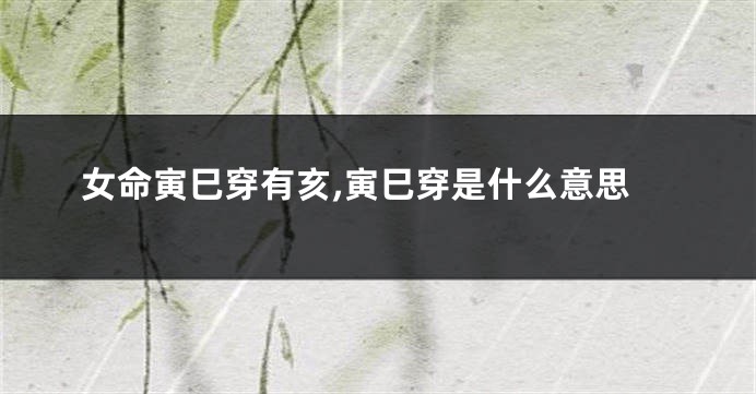 女命寅巳穿有亥,寅巳穿是什么意思