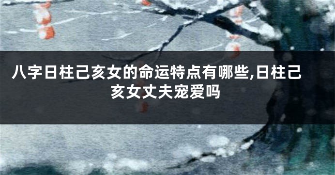 八字日柱己亥女的命运特点有哪些,日柱己亥女丈夫宠爱吗