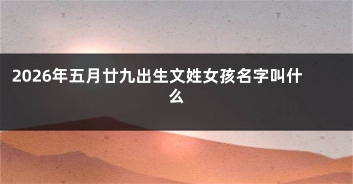 2026年五月廿九出生文姓女孩名字叫什么