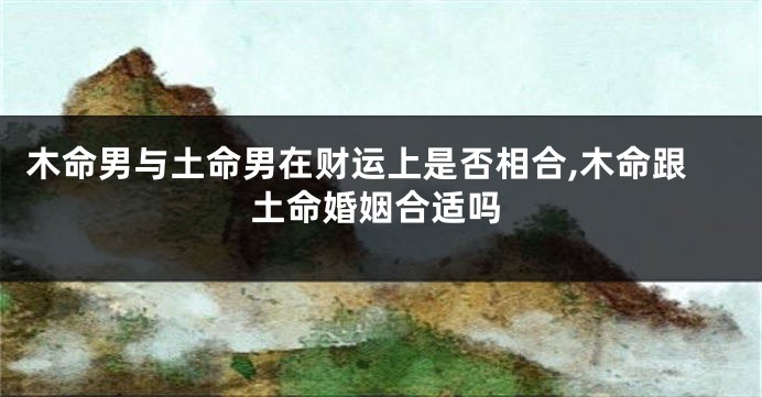 木命男与土命男在财运上是否相合,木命跟土命婚姻合适吗