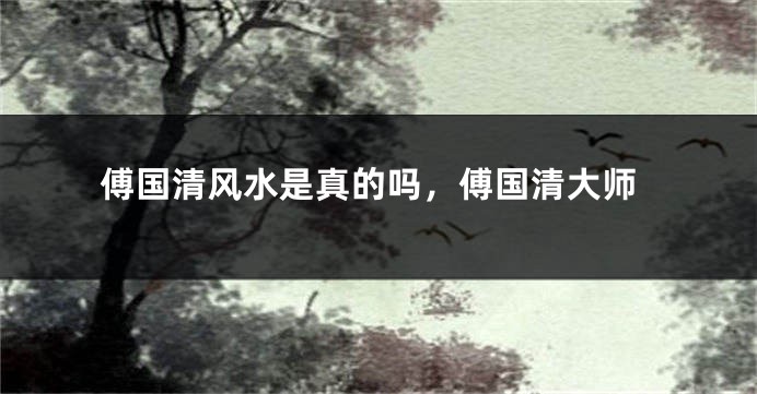 傅国清风水是真的吗,傅国清大师