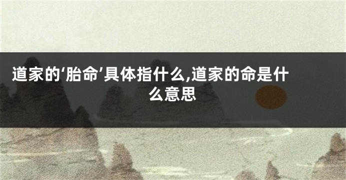 道家的‘胎命’具体指什么,道家的命是什么意思