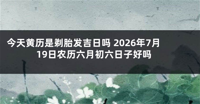 今天黄历是剃胎发吉日吗 2026年7月19日农历六月初六日子好吗