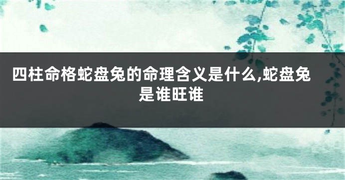 四柱命格蛇盘兔的命理含义是什么,蛇盘兔是谁旺谁