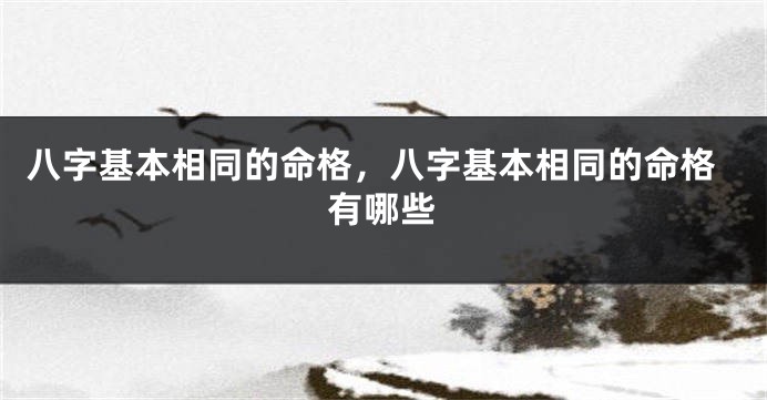 八字基本相同的命格,八字基本相同的命格有哪些