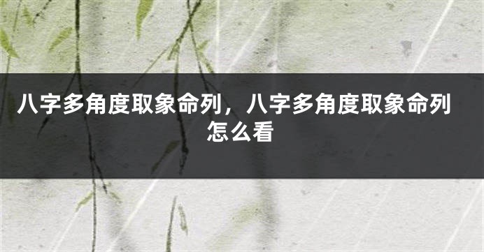 八字多角度取象命列，八字多角度取象命列怎么看