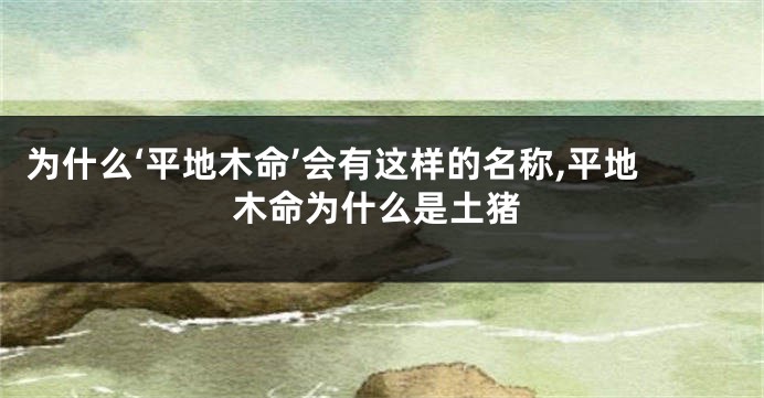 为什么‘平地木命’会有这样的名称,平地木命为什么是土猪