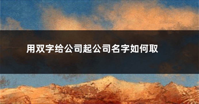用双字给公司起公司名字如何取