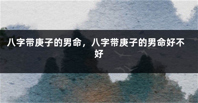 八字带庚子的男命,八字带庚子的男命好不好