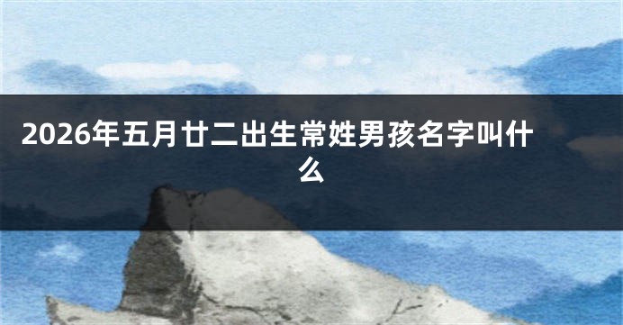 2026年五月廿二出生常姓男孩名字叫什么