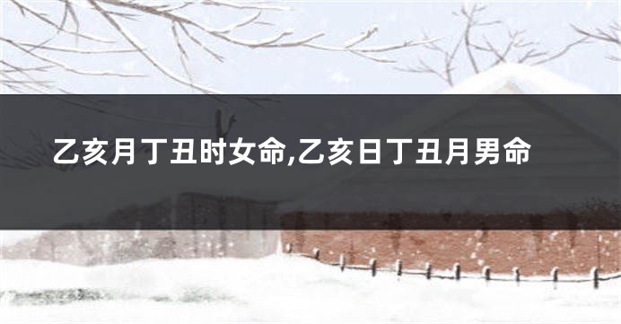 乙亥月丁丑时女命,乙亥日丁丑月男命