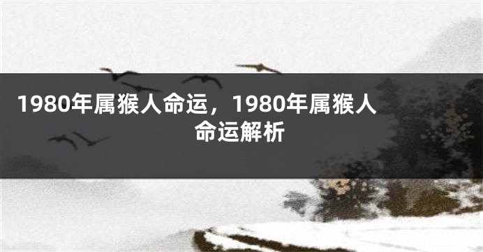 1980年属猴人命运，1980年属猴人命运解析