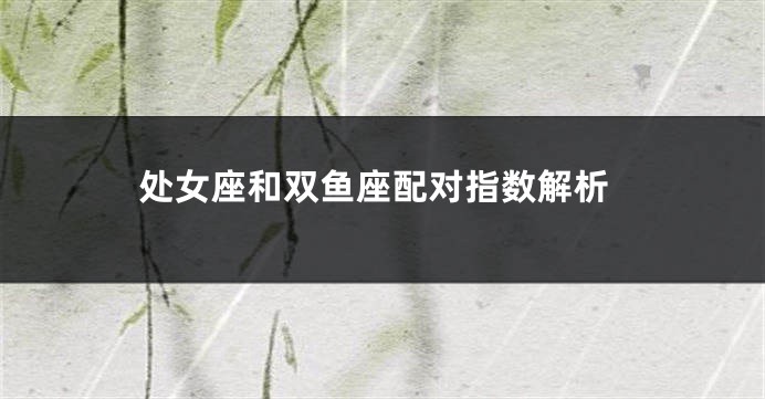 处女座和双鱼座配对指数解析