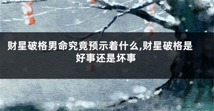 财星破格男命究竟预示着什么,财星破格是好事还是坏事
