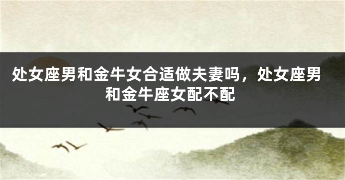 处女座男和金牛女合适做夫妻吗，处女座男和金牛座女配不配