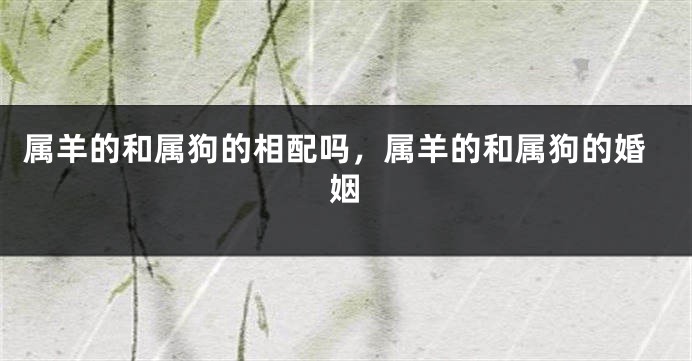 属羊的和属狗的相配吗，属羊的和属狗的婚姻
