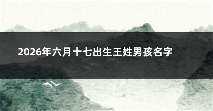 2026年六月十七出生王姓男孩名字