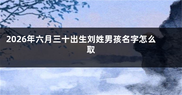 2026年六月三十出生刘姓男孩名字怎么取