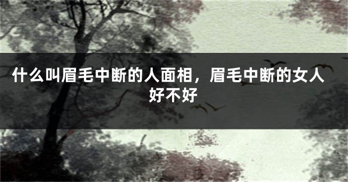 什么叫眉毛中断的人面相,眉毛中断的女人好不好