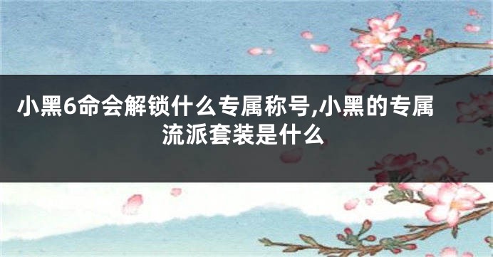小黑6命会解锁什么专属称号,小黑的专属流派套装是什么