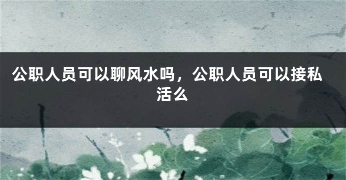 公职人员可以聊风水吗，公职人员可以接私活么