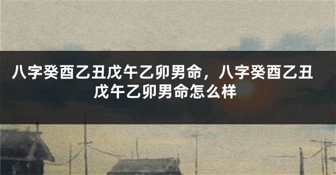 八字癸酉乙丑戊午乙卯男命，八字癸酉乙丑戊午乙卯男命怎么样