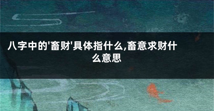 八字中的'畜财'具体指什么,畜意求财什么意思