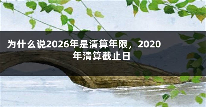 为什么说2026年是清算年限，2020年清算截止日