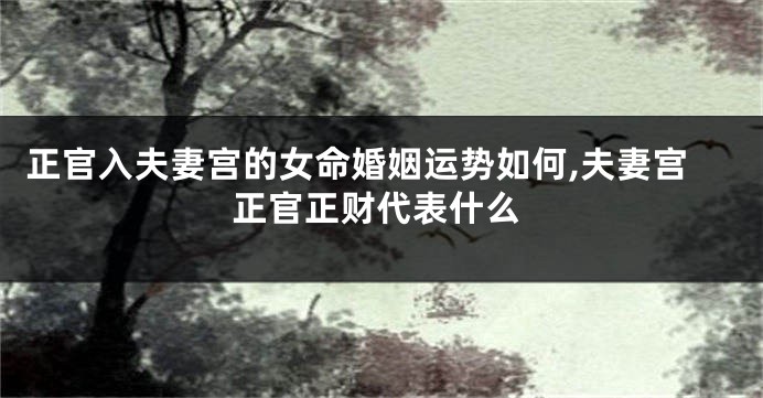 正官入夫妻宫的女命婚姻运势如何,夫妻宫正官正财代表什么