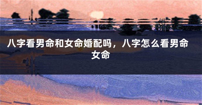 八字看男命和女命婚配吗,八字怎么看男命女命