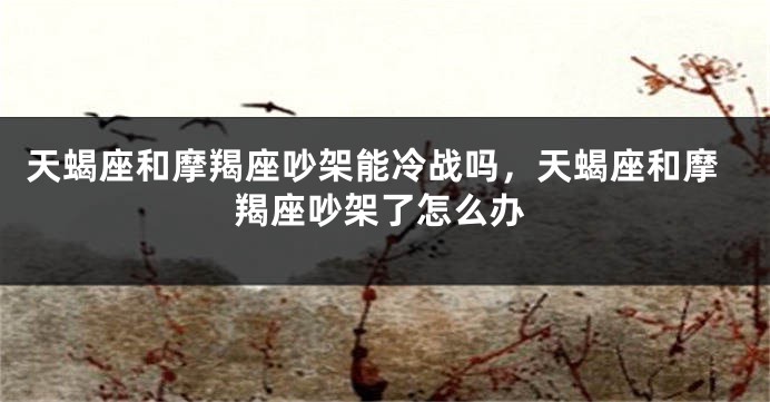 天蝎座和摩羯座吵架能冷战吗，天蝎座和摩羯座吵架了怎么办