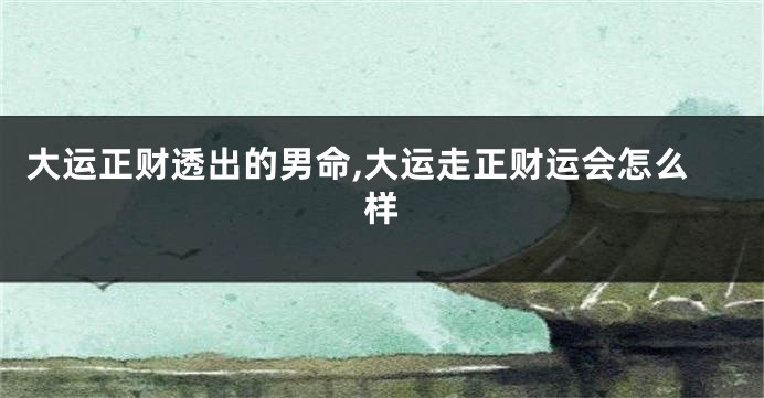 大运正财透出的男命,大运走正财运会怎么样
